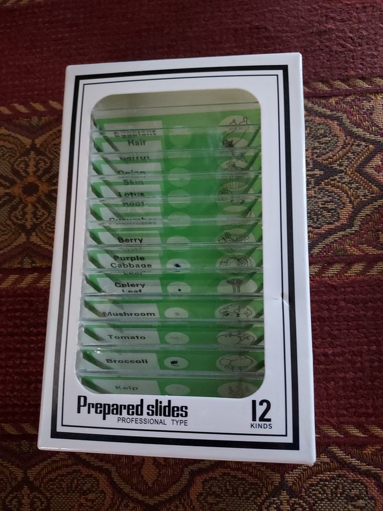 Two 12 Pcs Prepared Microscope Slide Boxes - Professional Type - Plants