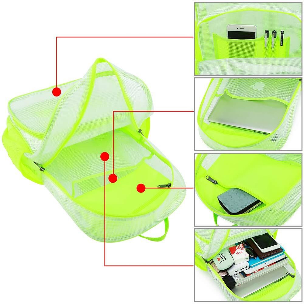 Heavy Duty Clear Backpack Durable Multi-Pockets See Through Student School Bo...