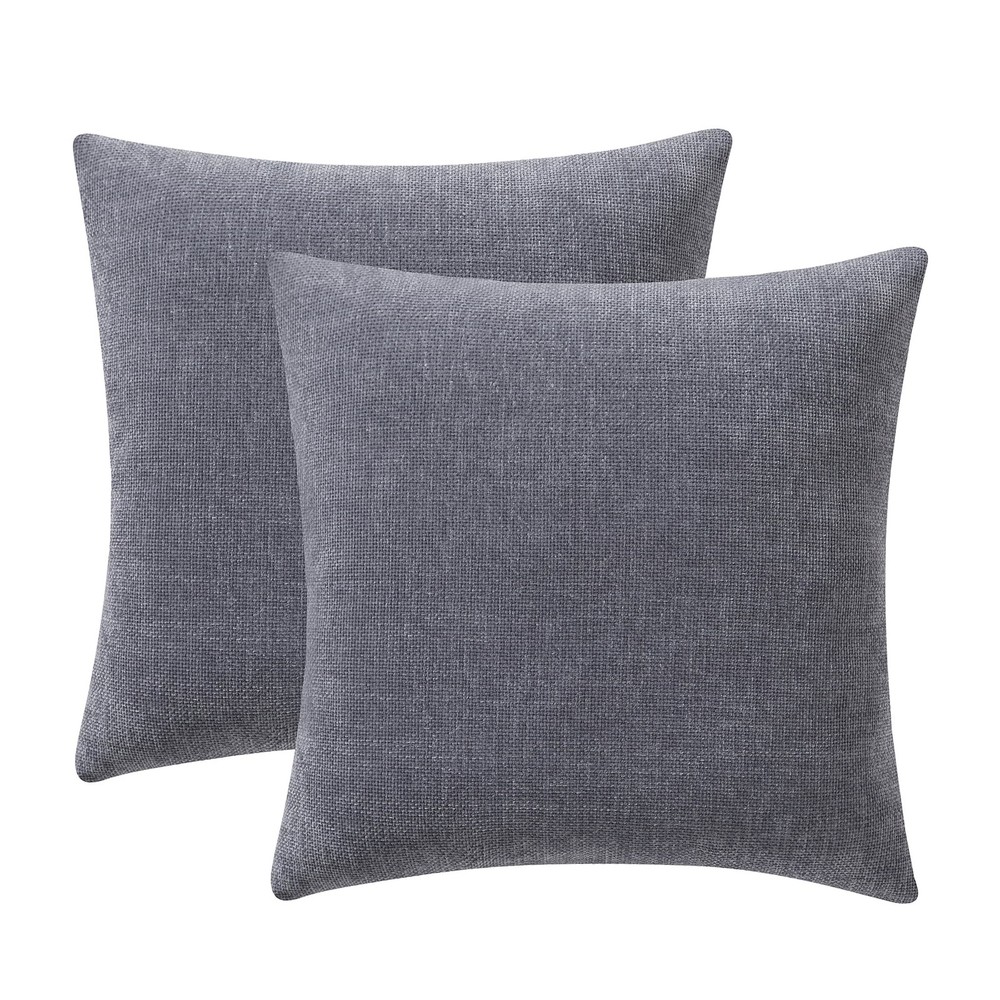 Solid Chenille Decorative Throw Pillow Set, Grey, 18" x 18", 2 Pieces