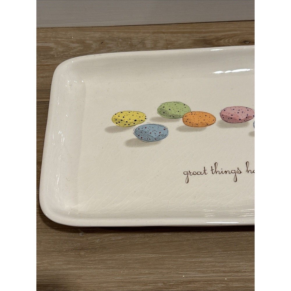 Magenta Easter Platter 14x7” Eggs “Good Things Happen From The Inside”