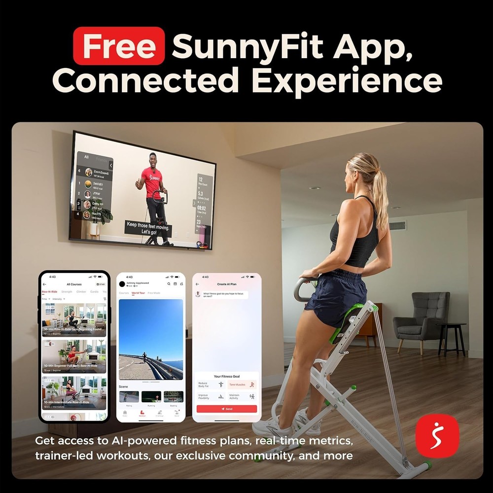 Foldable Squat Assist Rower w/ SunnyFit App
