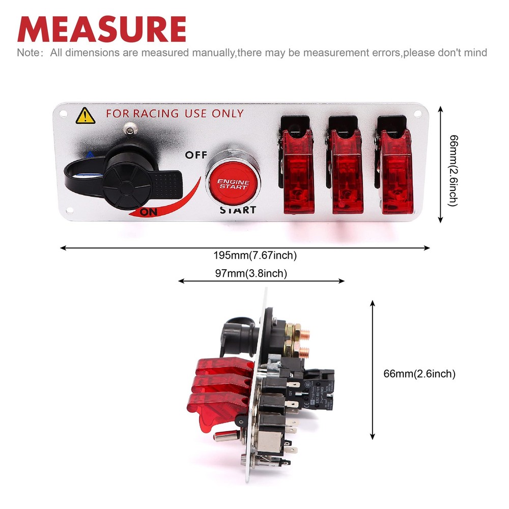 Ignition Switch Panel Kit 12V Engine Start Push Button 5 in 1 Ignition Contro...