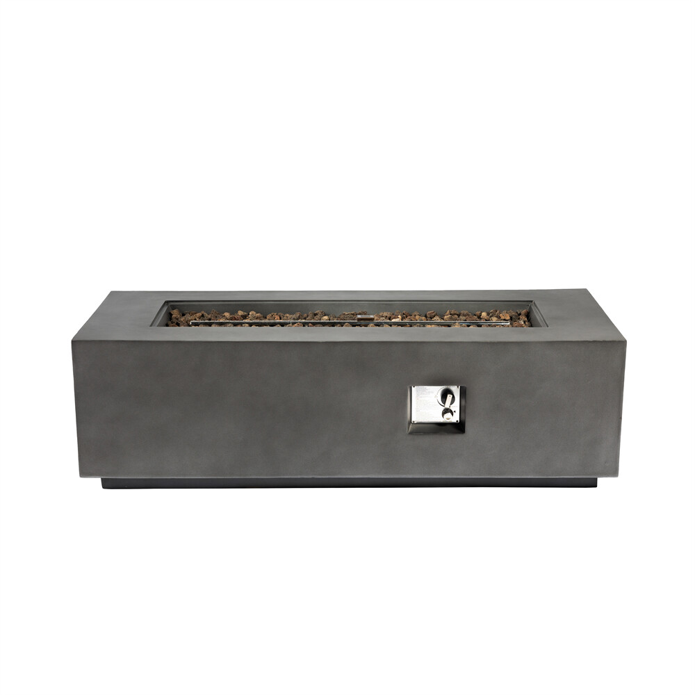 Outdoor Rectangle Propane Fire Pit Table 60inch 60000 BTU Concrete Fire Table