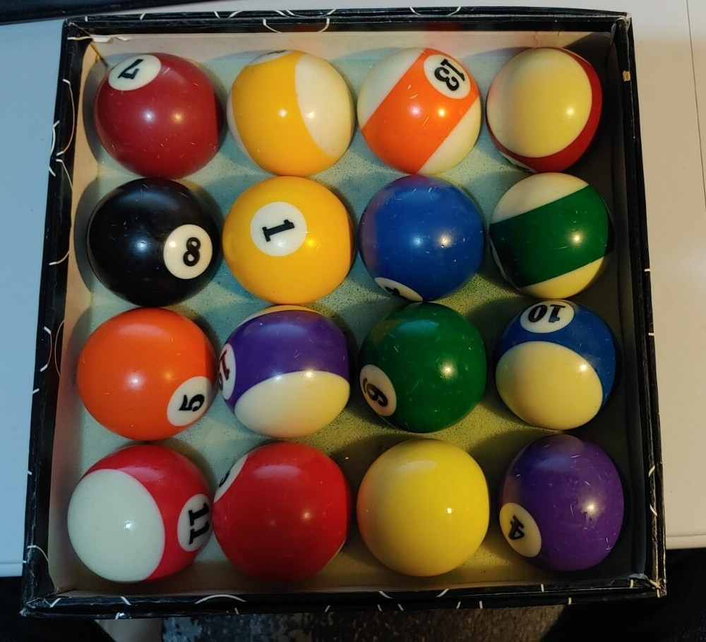 Vintage Billard Pool Ball Set BLACK BOX
