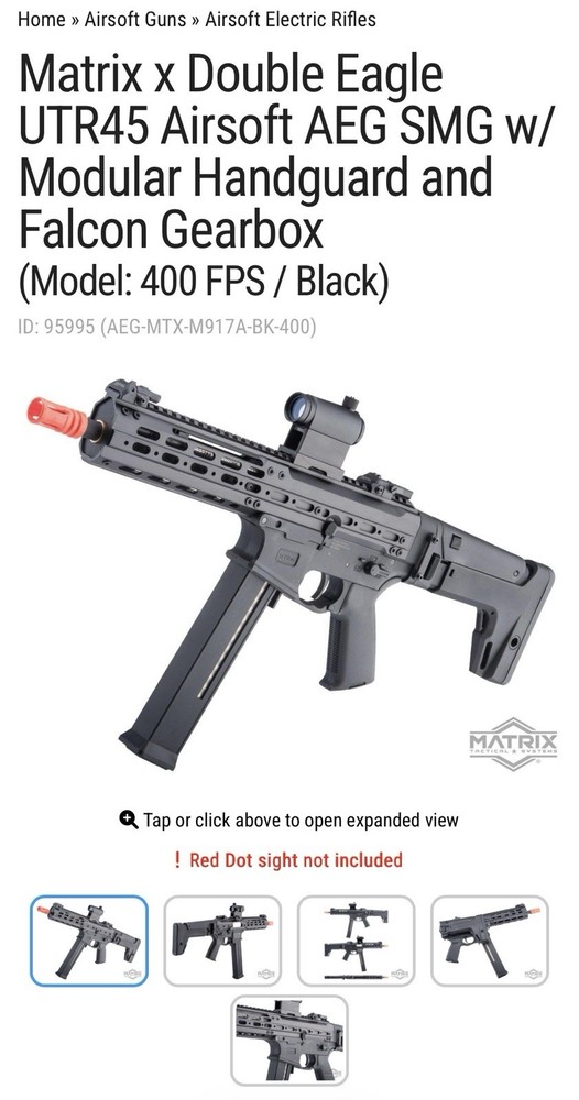 Airsoft Matrix X Double Eagle Utr 45 - (Black 400 FPS)