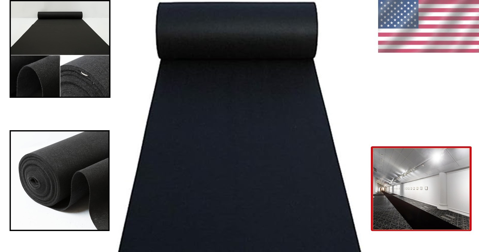 Wedding Aisle Runner Carpet Rug Black 24 Inch x 15 Feet Indoor Outdoor