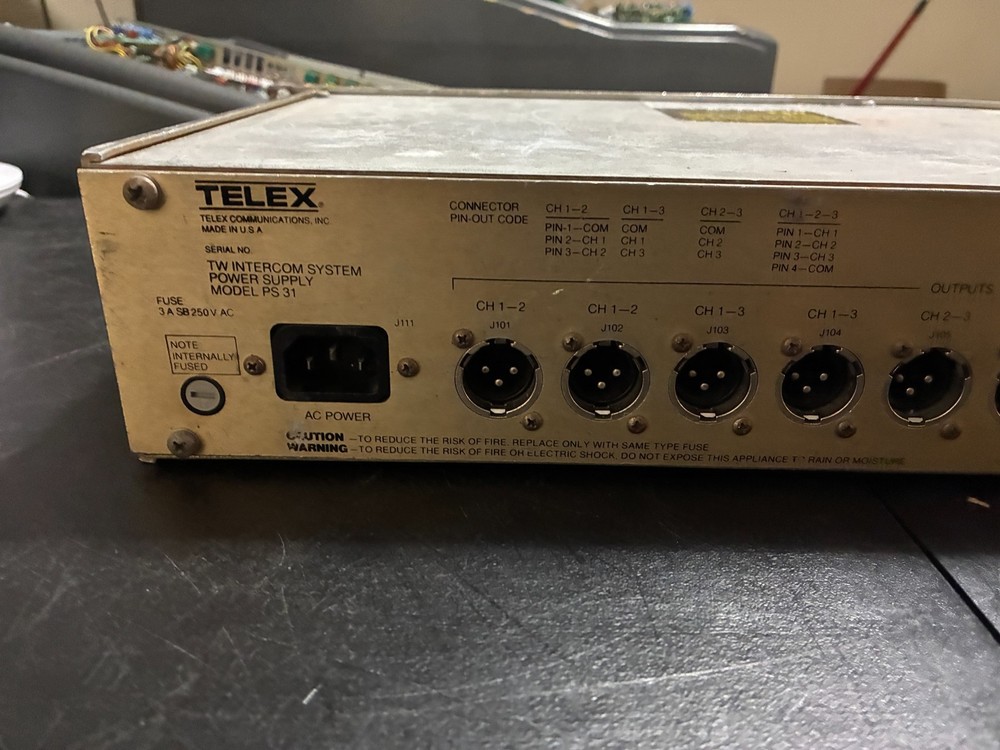 TELEX RTS TW INTERCOM SYSTEM POWER SUPPLY MODEL PS31