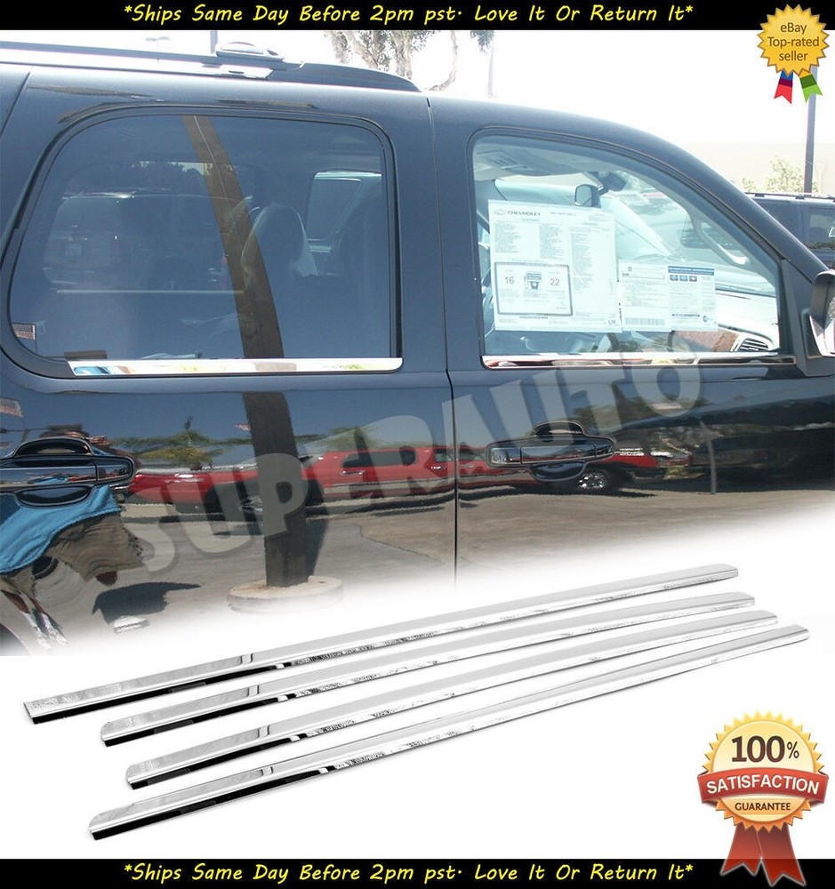 For 2007-2014 Chevy Tahoe Suburban Avalanche Chrome Window Sill Trim Moldings