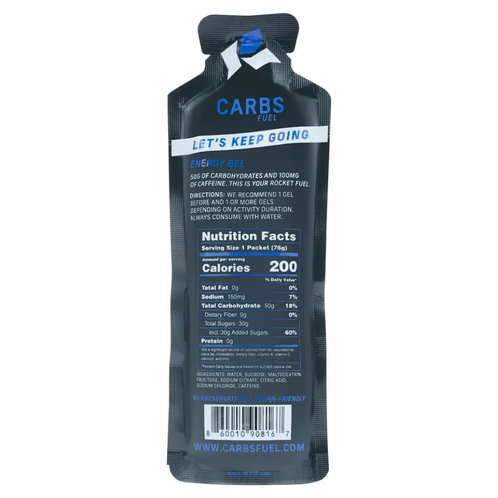 Carbs Fuel Caffeinated Original 50G Energy Gel