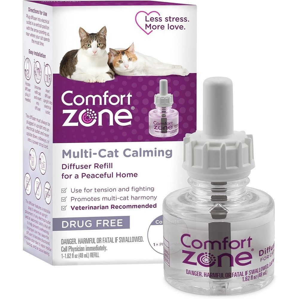 Comfort Zone Multi Cat Calming Diffuser Refills; 30-Day Pheromones Help Anxiety