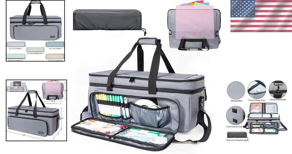 Carrying Case for Cricut Maker 3/4 Explore Air 2/3/4 Double-Layer Storage