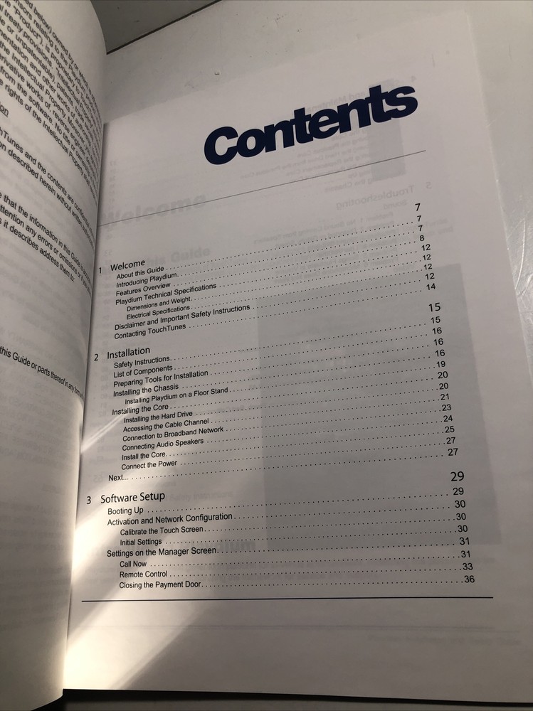 TOUCH TUNES Playdium Installation And Setup Guide Manual