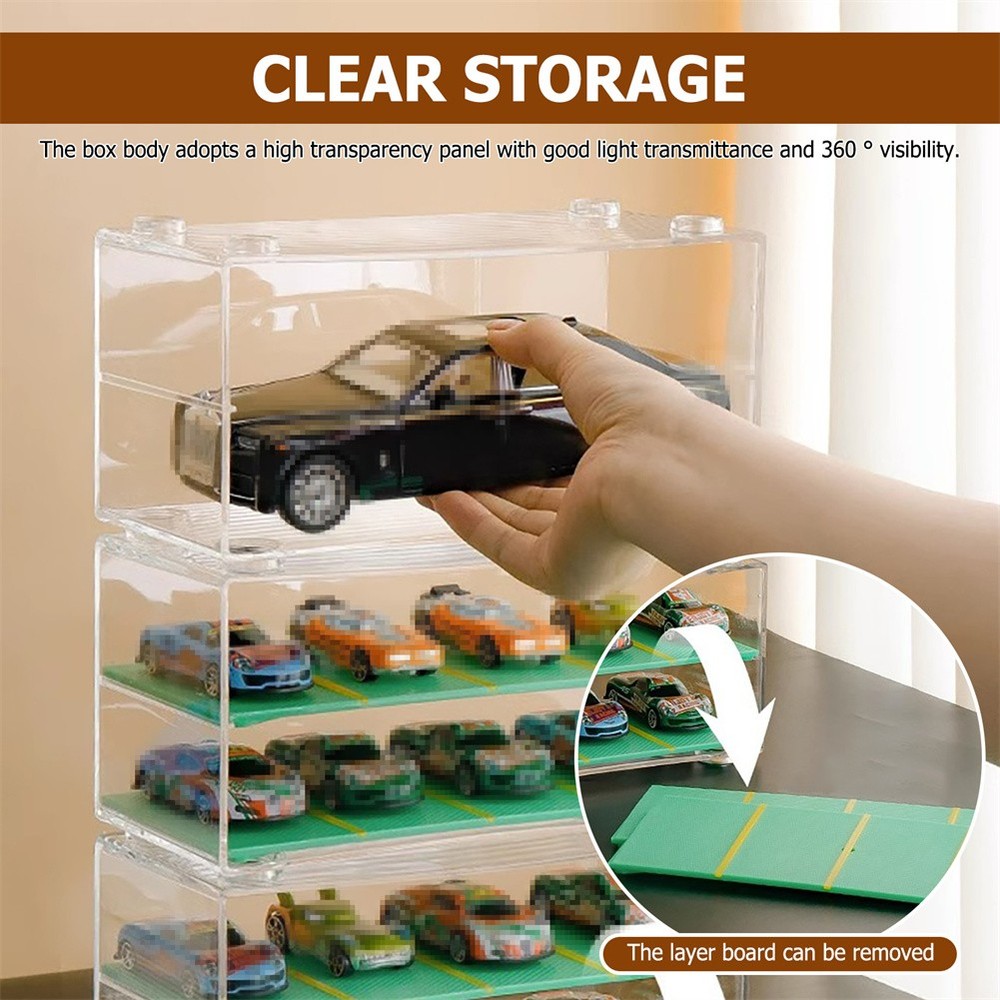 Storage Case 1/64 Scale for Matchbox Car Display Box Stackable Toy Car Organizer