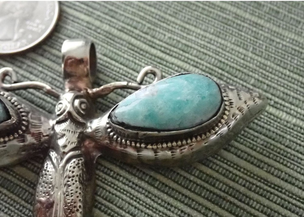 Big Tibetan Repousse Dragonfly Pendant