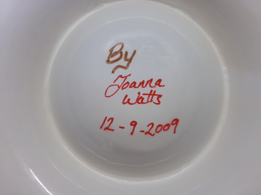 Large, Ceramic Serving Dish, by Johanna Watts 2009, Chips & Dips, signed. H2