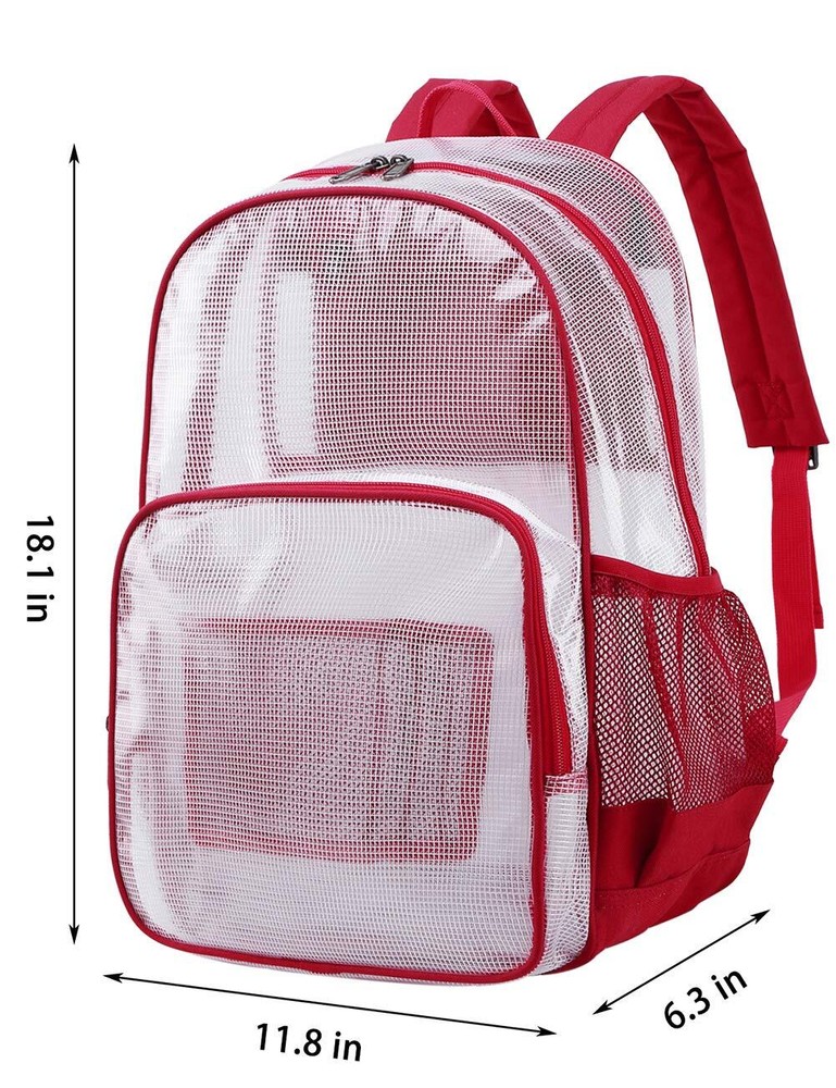 Heavy Duty Clear Backpack Durable Multi-Pockets See Through Student School Bo...