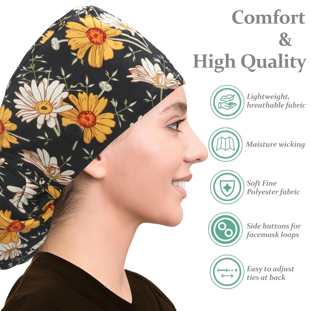 Adjustable Working Cap with Button Cotton Hat Sweatband Ponytail Pocket