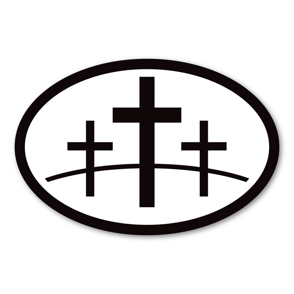 3 Crosses Oval Sticker