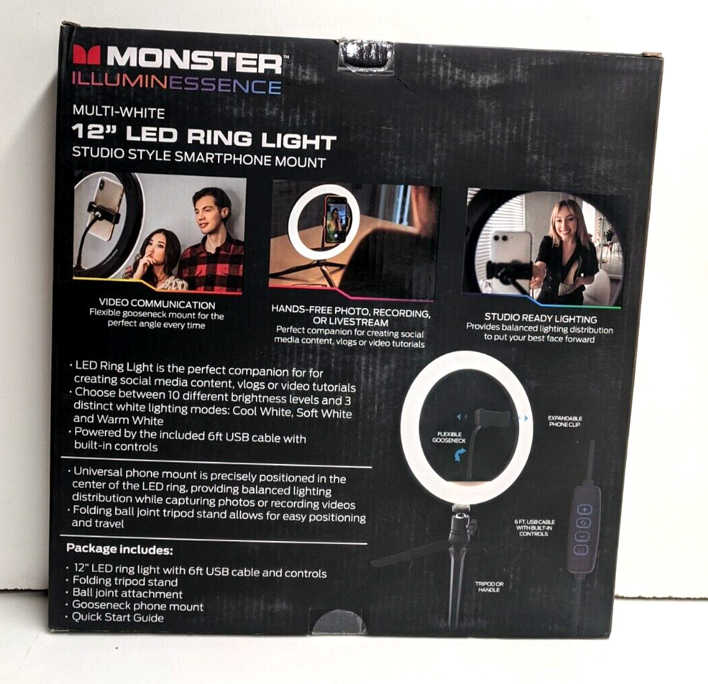 MONSTER ILLUMINESSENCE Multi-White 12in RING LIGHT