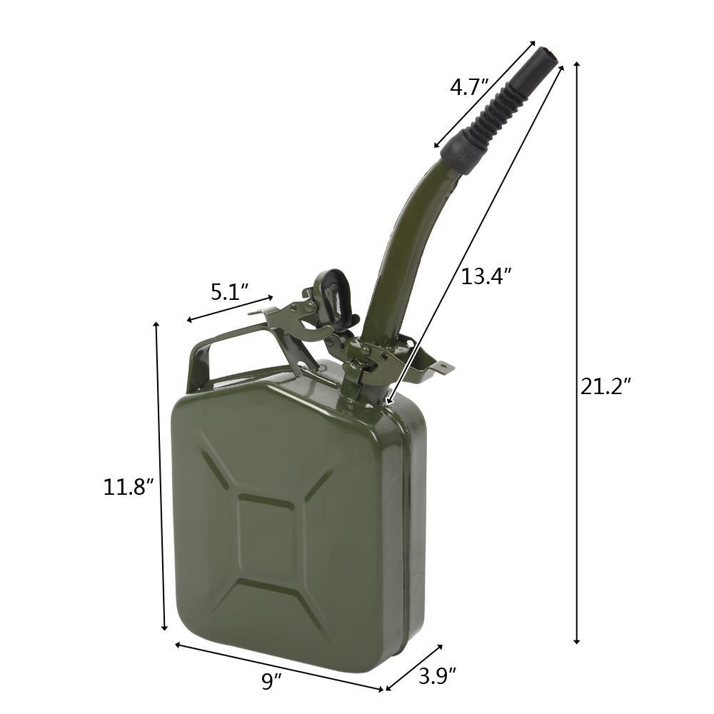 Practical 5L 0.6mm Can Gasoline Jerry Can Steel Tank Emergency Backup Green