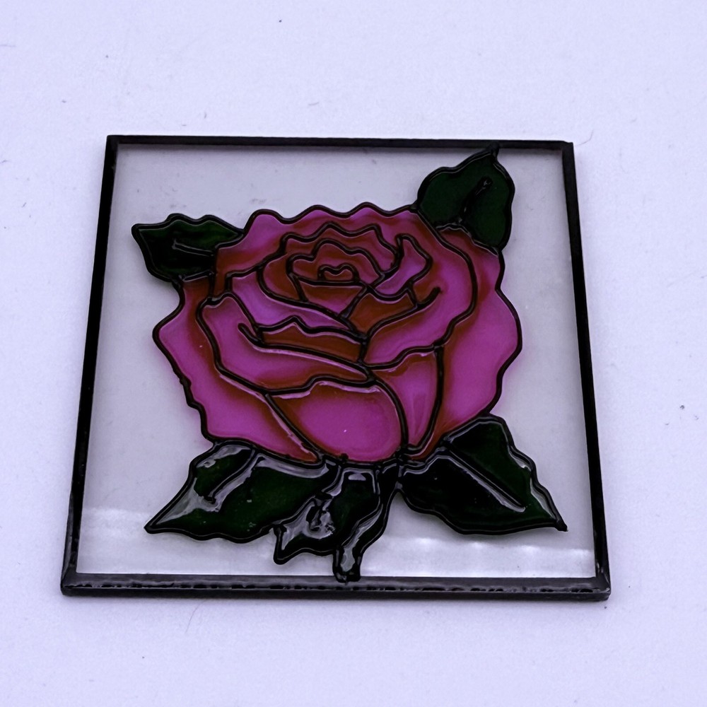 Handmade Stained Glass Rose Panel Minature