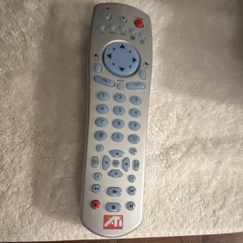 ATI Wireless Remote Control Silver Blue Multimedia Computer Remote for PC