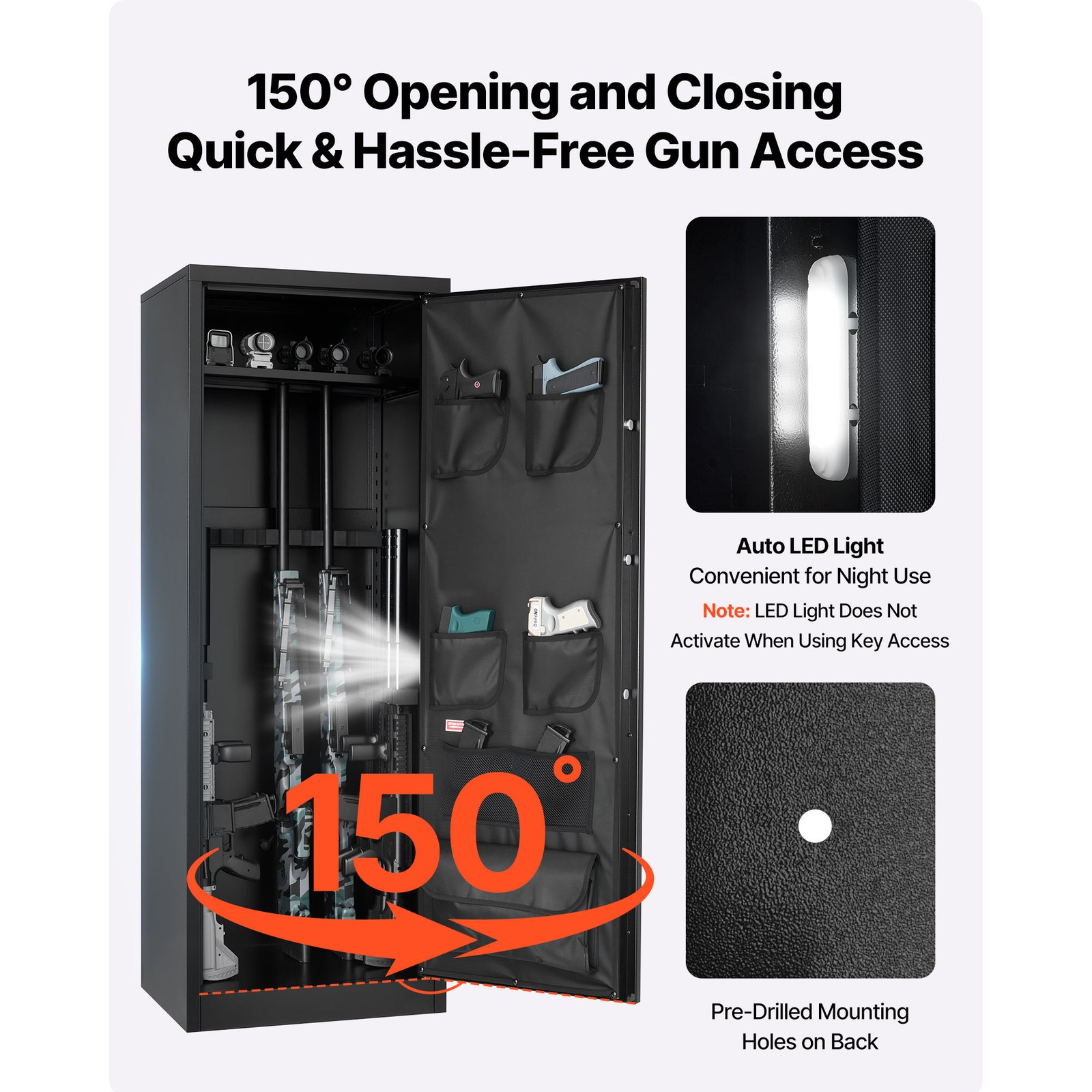 Uimoso 10-12 Gun Safe Long Gun Cabinet for Rifles & Pistols Key & Password Lock