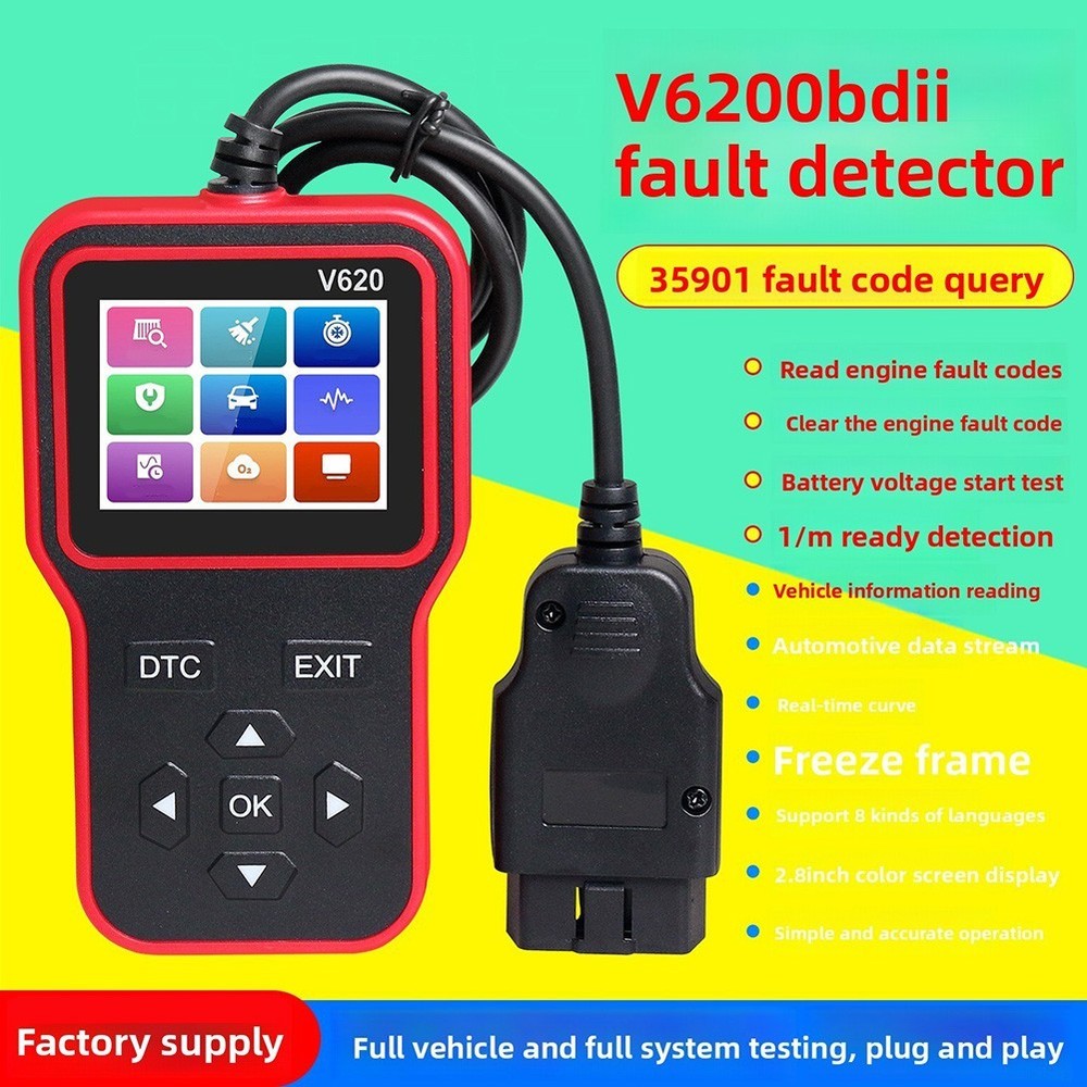 V620 OBD2 Code Reader with Freeze Frame Data Stream MIL Status and Vehicle Info