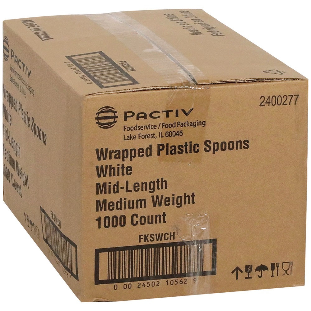 Pactiv Corp. FKSWCH Plastic Spoon Wrapped Fieldware Cutlery - Wht (1000/CT) New