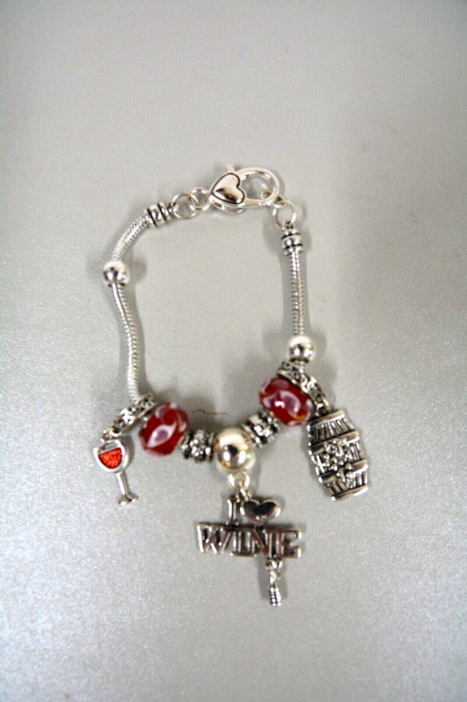 Wine Themed Charm Bracelet ~ 7.5"