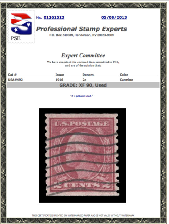 #492 Used, Coil Single, PSE Graded 90, Cert # 01262523