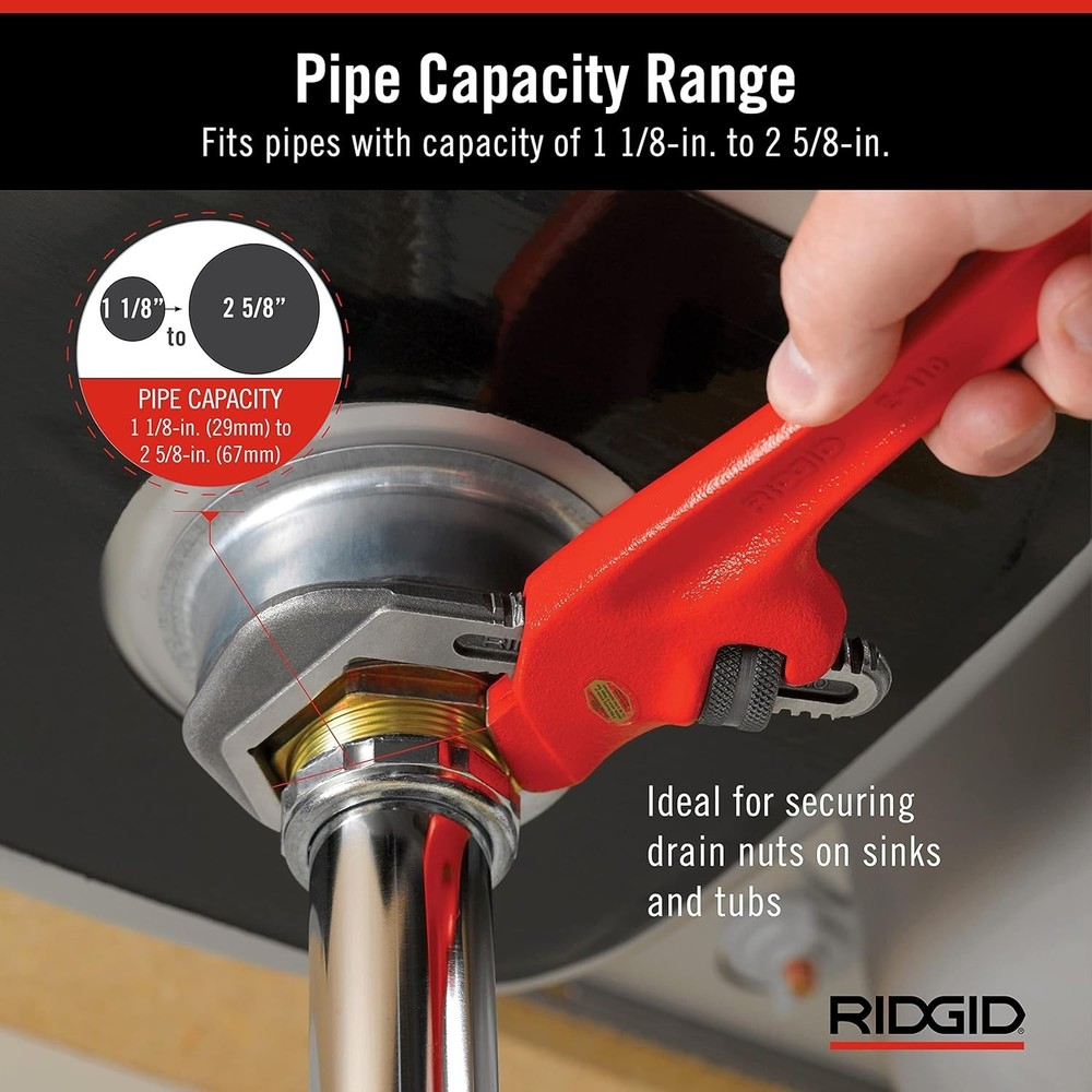 E-110 Offset Hex Pipe Wrench, 9.5", Red