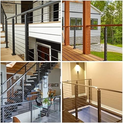 36" Adjustable Stainless Steel Stair Post for Cable Railing System - 30° Angle,