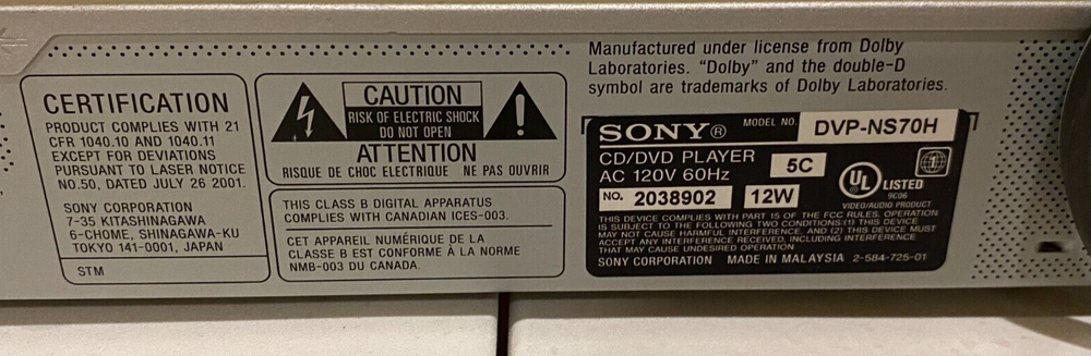 Sony DVP-NS70H High Definition Multimedia Interface Single Disc CD/DVD Player