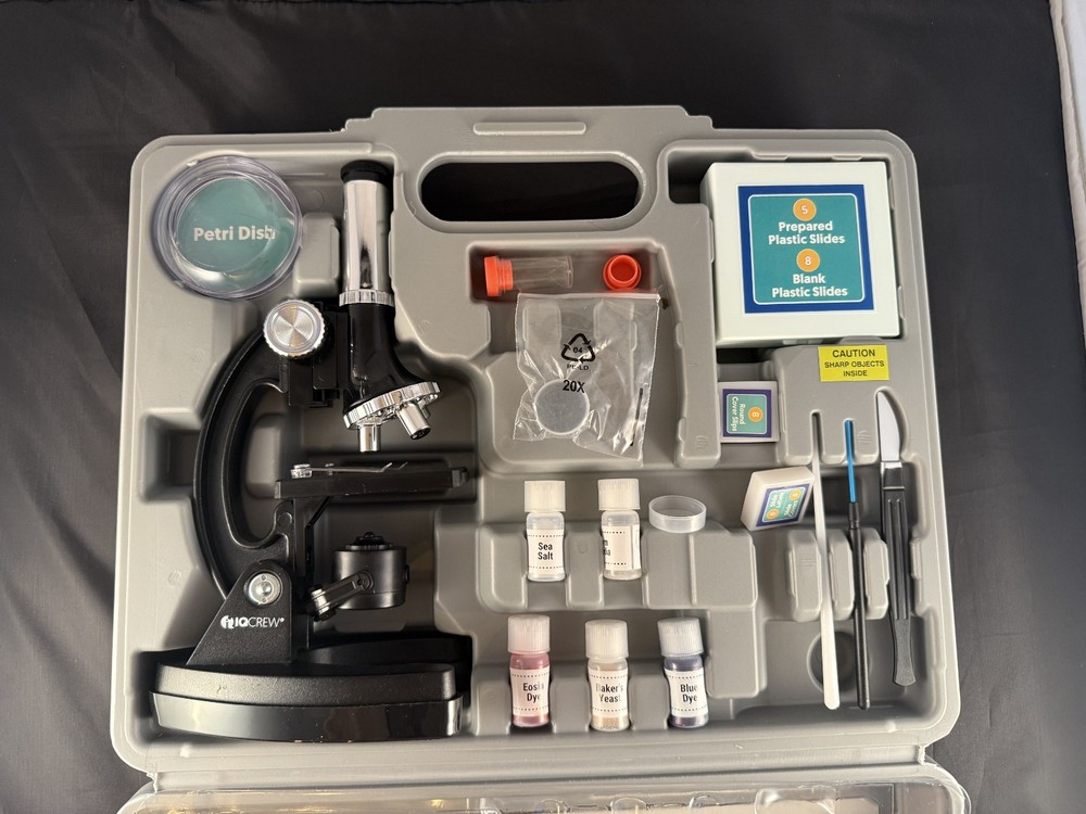 IQ Crew 52-Piece 1200X Microscope Set for Students Stem Lab Kit