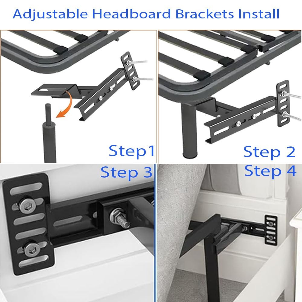 Adjustable Headboard Brackets for Metal Bed Frame Universal Brackets for Head...
