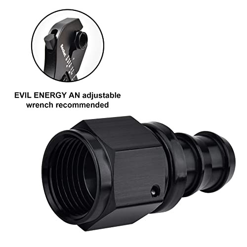 Push Lock Hose Fitting End Black 2PCS 8AN Straight
