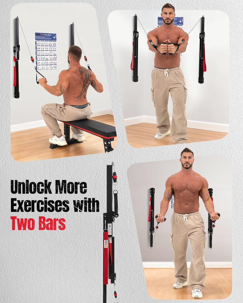 Cable Machine Home Gym, Wall-Mount Exercise & Workout Equipment with Adjustable