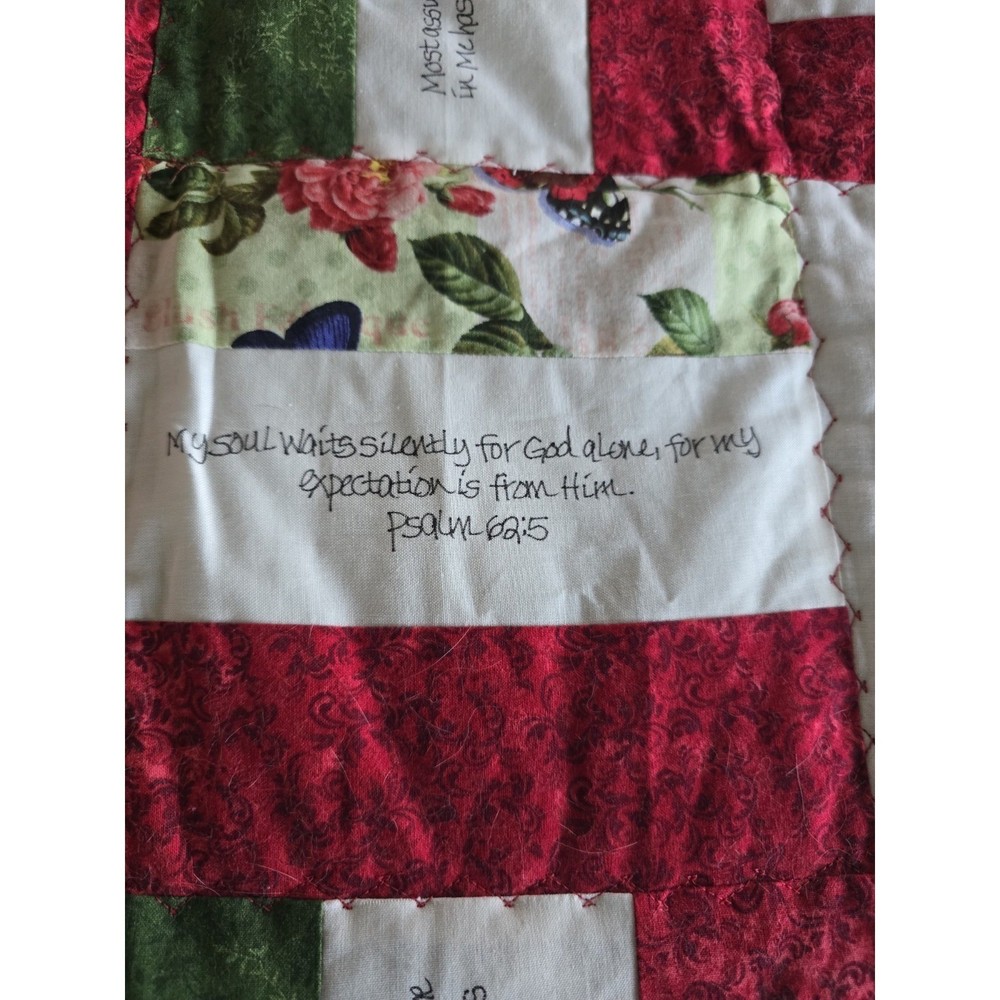 Handmade Machine Stitched Lap Patchwork Quilt Bible Scriptures 39x54