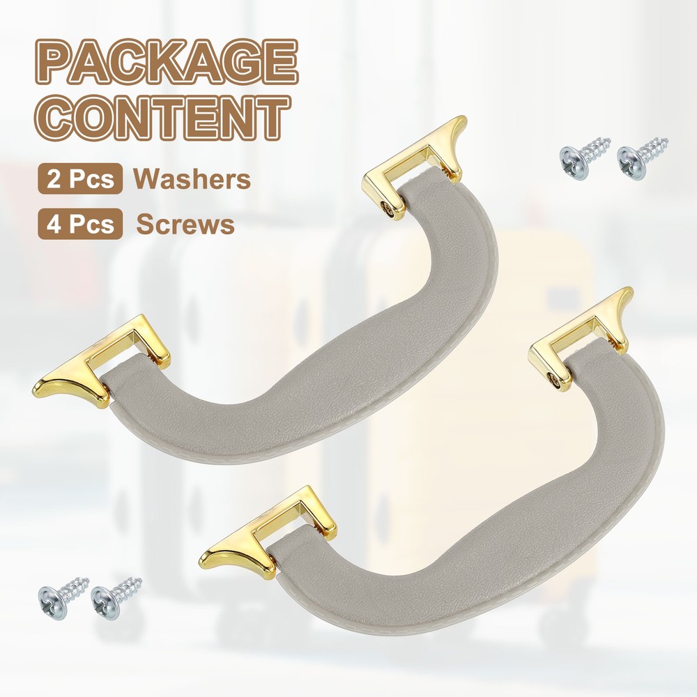 2Pcs Luggage Handle Plastic Pull Handle Grip Replacement with Screws Light Gray