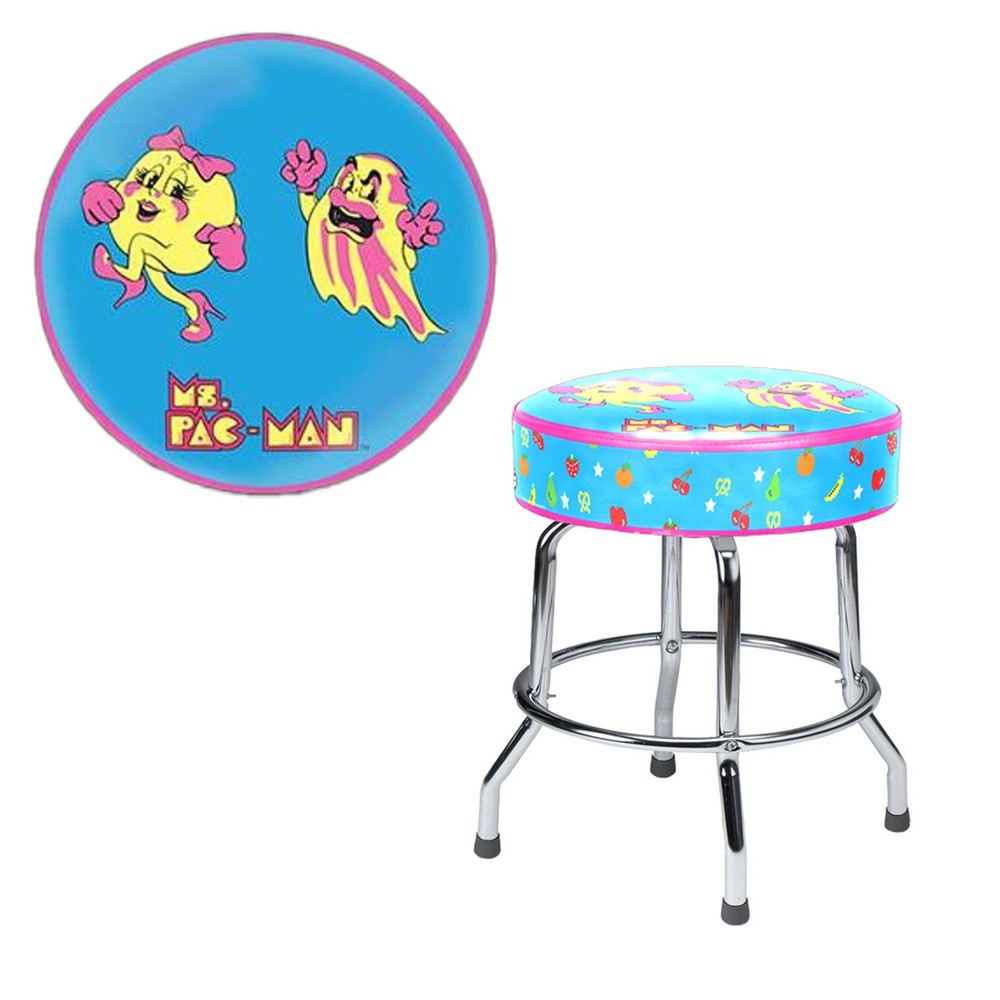 Ms. Pac Man Arcade Game Swivel Bar Stool - 19”