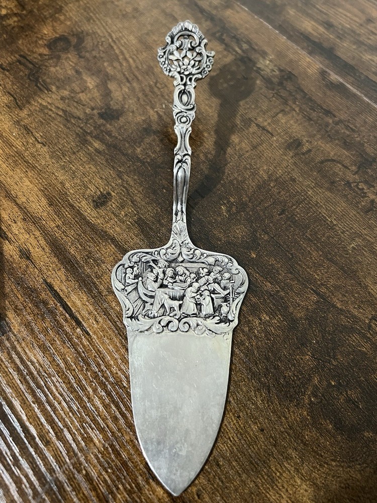 Ornate Cast Pie Pastry Server German 800 Silver