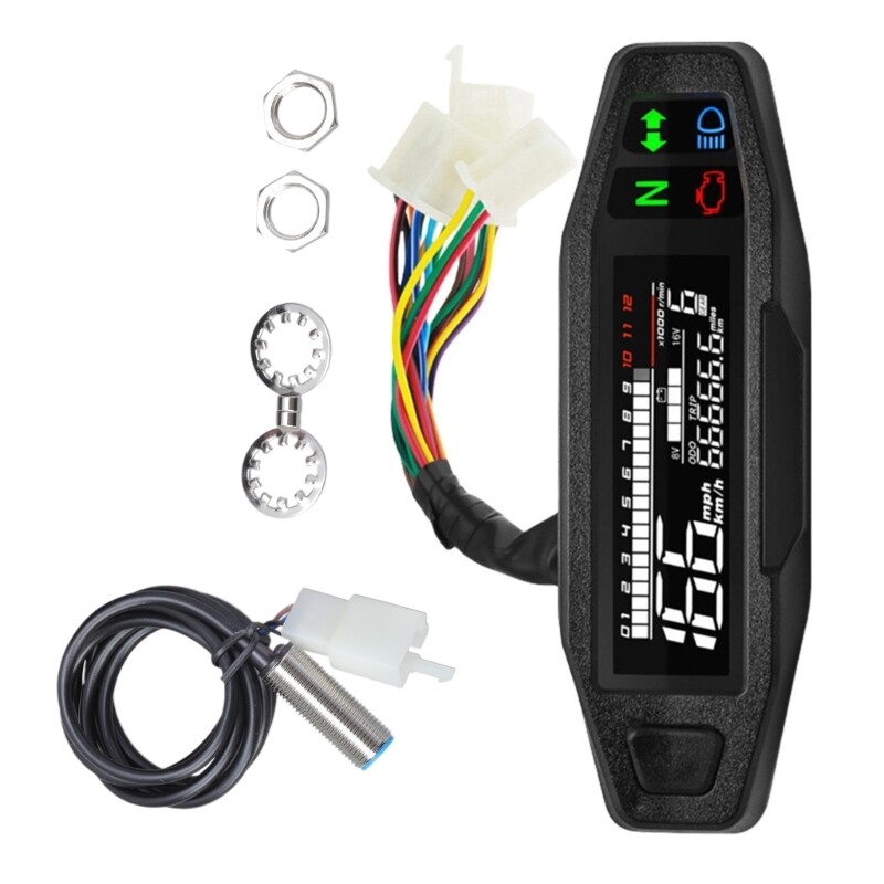 Motorcycle Speedometer Digital Speed Meter LED Tachometer Dashboard Instrument