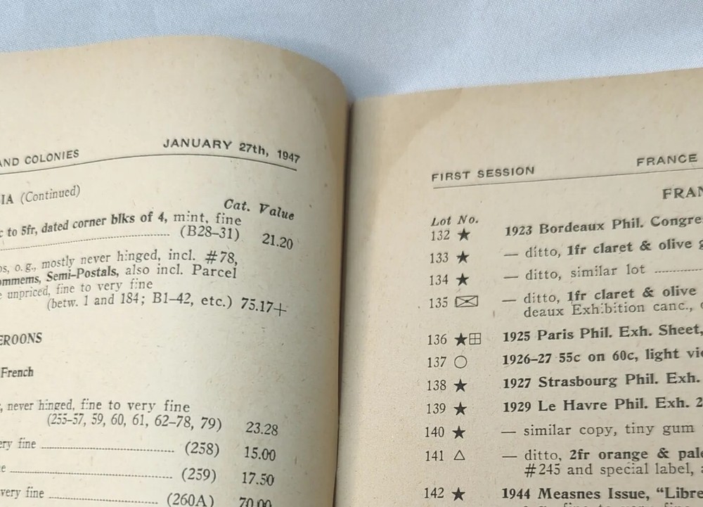 1947 HR Harmer Stamp Auction Catalog Foreign France & British AirPost philately