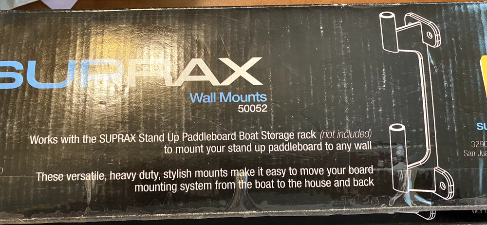 SurfStow SUPRAX Wall Mount Brackets for Rail Mount Single PaddleBoard Systems
