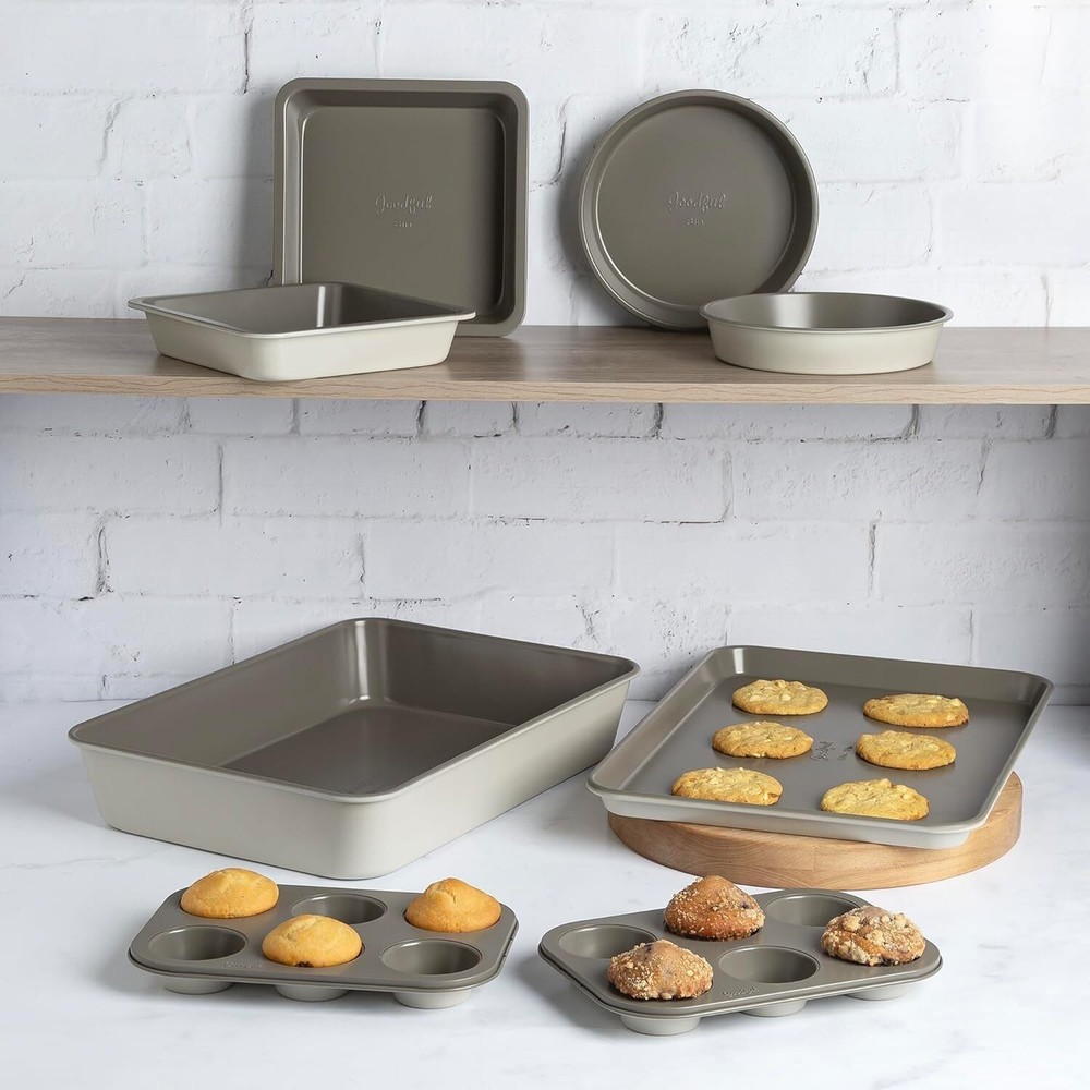 All-In-One Nonstick Bakeware Set Stackable Dishwasher Safe Baking Pan Kitchen