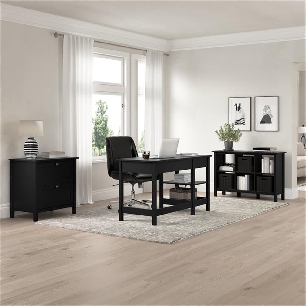 Broadview 60W L Shaped Computer Desk with Storage in Classic Black
