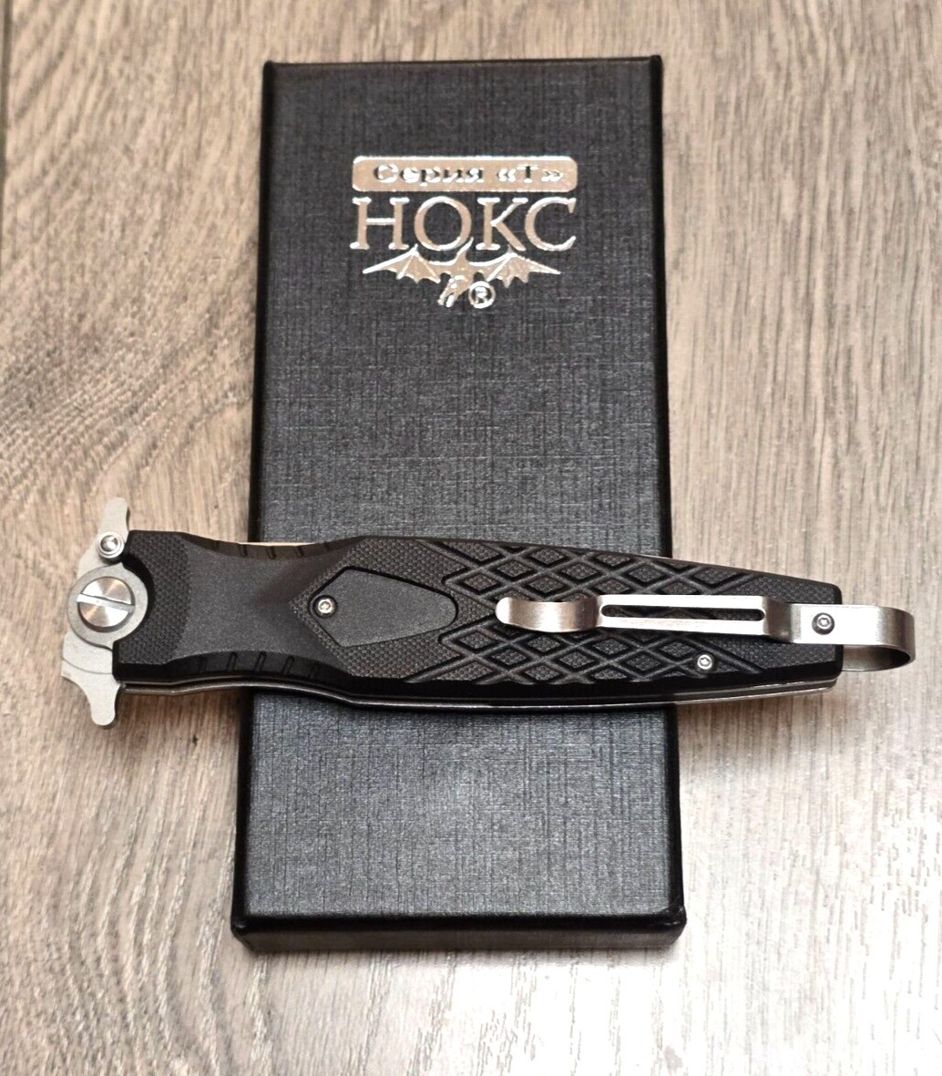 HOKC Large 10-1/2" Pocket Knife 4-3/8" D2 Blade Finger Flipper & Pocket Clip