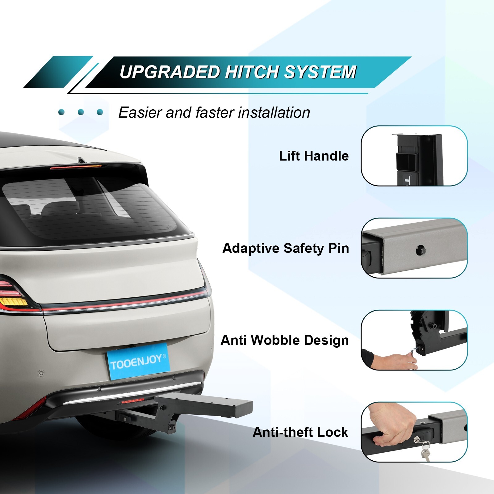 TOOENJOY 59'' Foldable Hitch Mount Cargo Carrier Luggage Basket Fits 2" Receiver