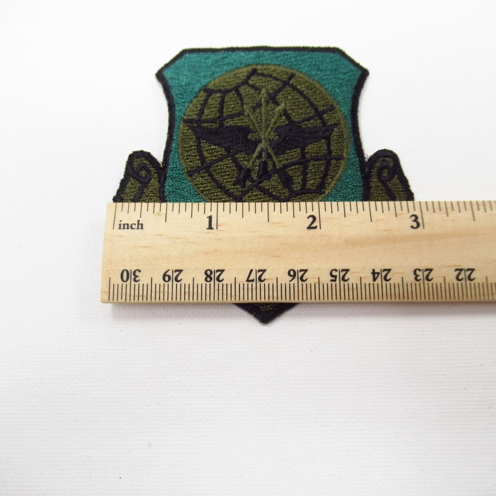 US Air Force Air Mobility Command Patch Embroidered Globe and Wings Vintage